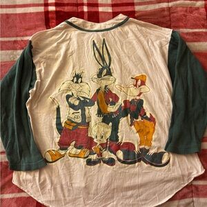 Warner Bros. Unisex Long Sleeve Shirt - Green and Cream